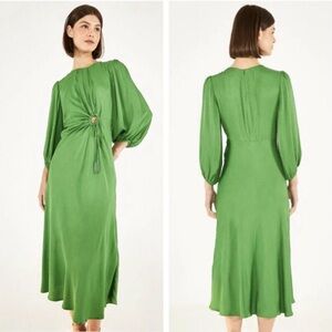 Farm Rio green pipping midi dress size L